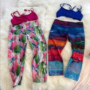 Onzie Colorful Activewear Set with Pink and Blue Tops